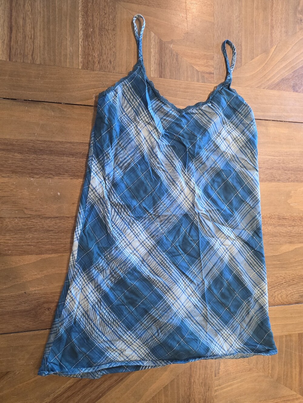 Victoria Secret Lingerie Blue Tartan Plaid Slip Sz Small Sleepwear Nightgown